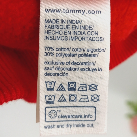 TOMMY HILFIGER Mens Red Embroidered Spellout Flag Logo Hoodie Sweatshirt XXXL - Picture 10 of 13
